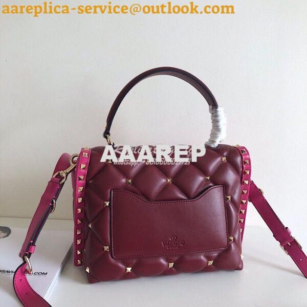 Replica Valentino Candystud Top Handle Bag Wine Fuschia 6