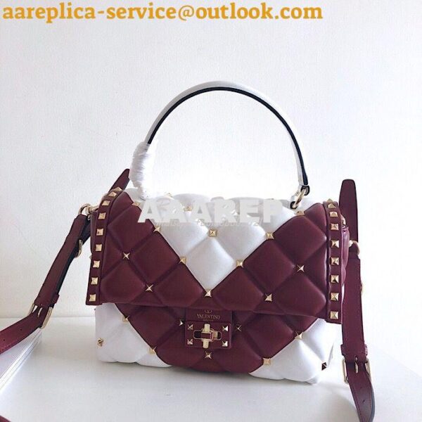 Replica Valentino Candystud Top Handle Bag Wine White