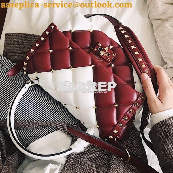 Replica Valentino Candystud Top Handle Bag Wine White 3