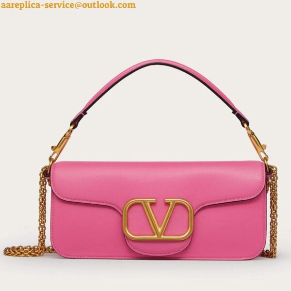 Replica Valentino Loco Large Shoulder Bag In Pink Calfskin 3