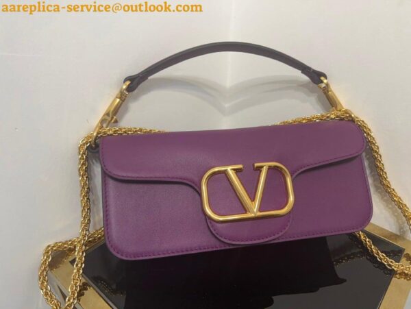 Replica Valentino Loco Large Shoulder Bag In Purple Calfskin