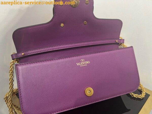 Replica Valentino Loco Large Shoulder Bag In Purple Calfskin 5