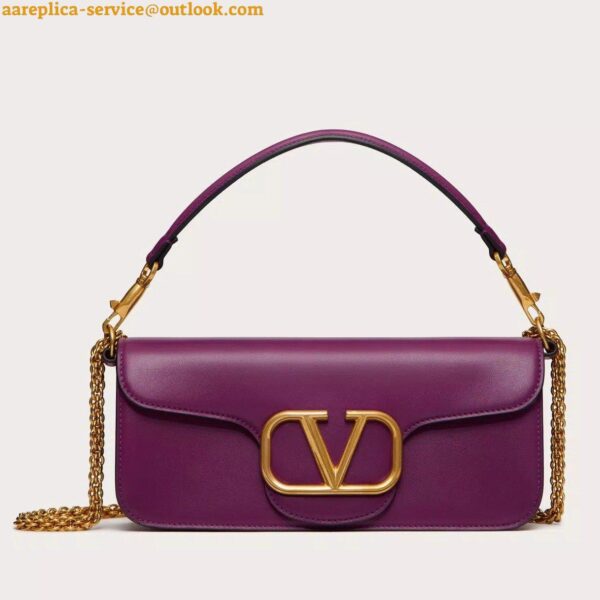 Replica Valentino Loco Large Shoulder Bag In Purple Calfskin 9