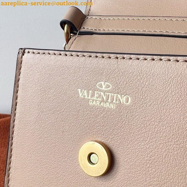 Replica Valentino Loco Phone Case in Beige Leather with Chain 12