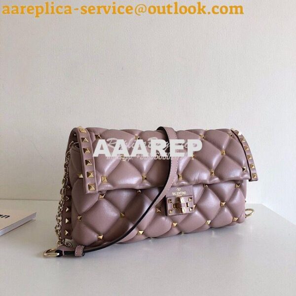 Replica Valentino Garavani Candystud Leather Clutch Dusty Pink 3