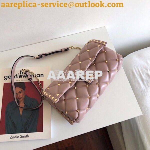 Replica Valentino Garavani Candystud Leather Clutch Dusty Pink 4