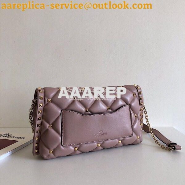 Replica Valentino Garavani Candystud Leather Clutch Dusty Pink 7