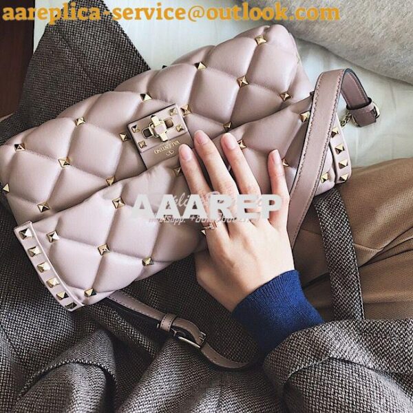 Replica Valentino Garavani Candystud Leather Clutch Dusty Pink 10