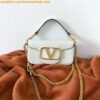 Replica Valentino Loco Small Shoulder White Bag with Crystals Logo 2