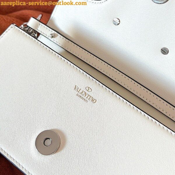 Replica Valentino Loco Small Shoulder White Bag with Crystals Logo 10