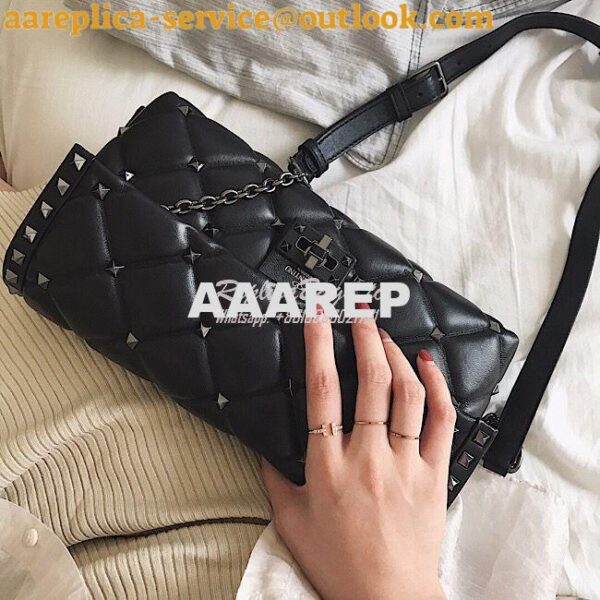Replica Valentino Garavani Candystud Leather Clutch with Black Studs 12