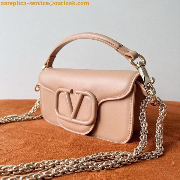 Replica Valentino Small Loco Shoulder Bag in Powder Beige Leather 3