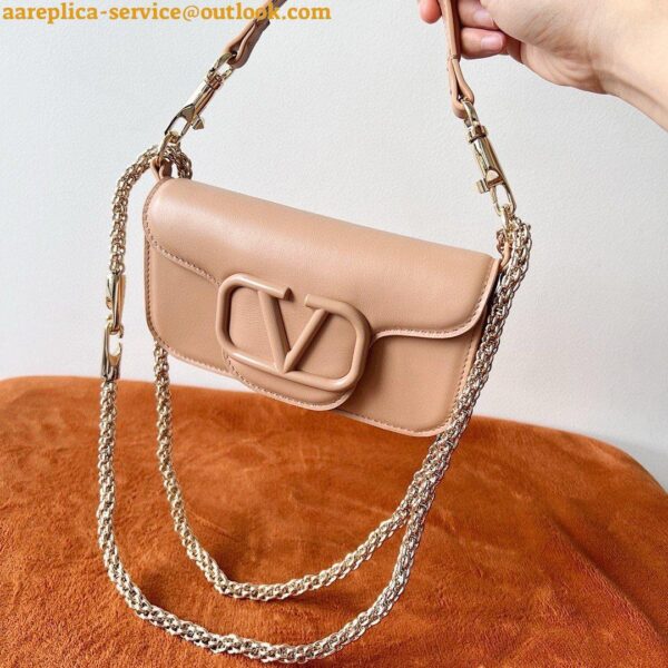 Replica Valentino Small Loco Shoulder Bag in Powder Beige Leather 4