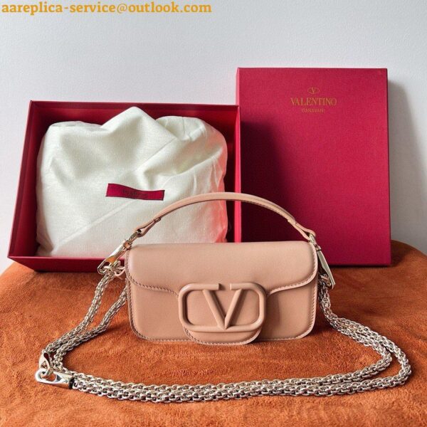 Replica Valentino Small Loco Shoulder Bag in Powder Beige Leather 5