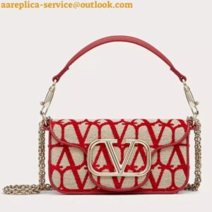 Replica Valentino Small Loco Shoulder Bag in Red Toile Iconographe