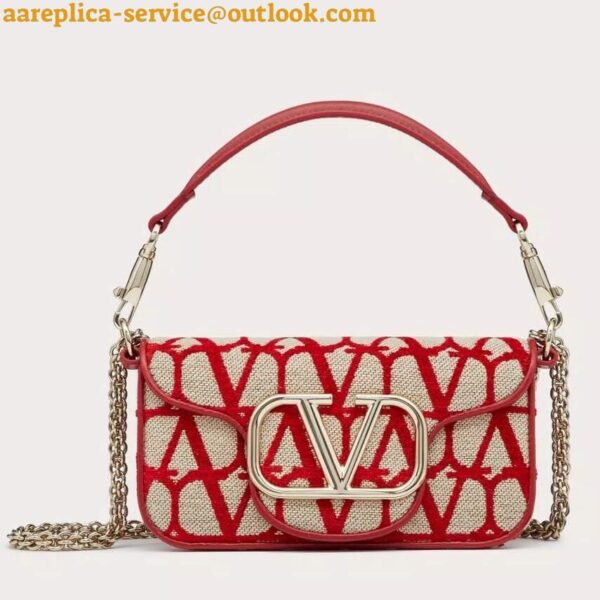 Replica Valentino Small Loco Shoulder Bag in Red Toile Iconographe 3