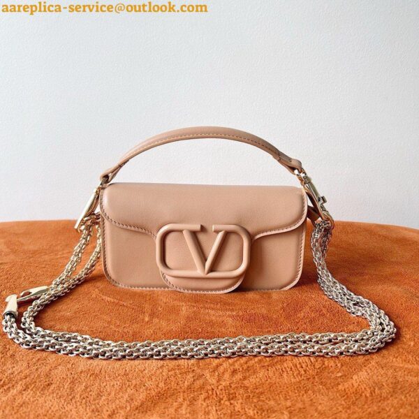 Replica Valentino Small Loco Shoulder Bag in Powder Beige Leather 9