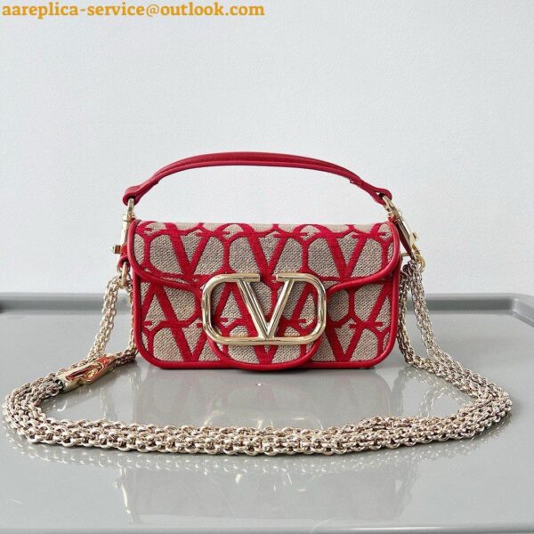 Replica Valentino Small Loco Shoulder Bag in Red Toile Iconographe 5