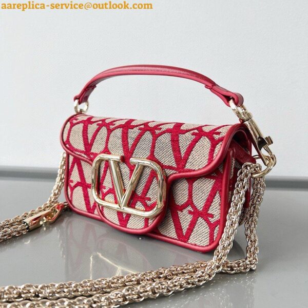 Replica Valentino Small Loco Shoulder Bag in Red Toile Iconographe 6