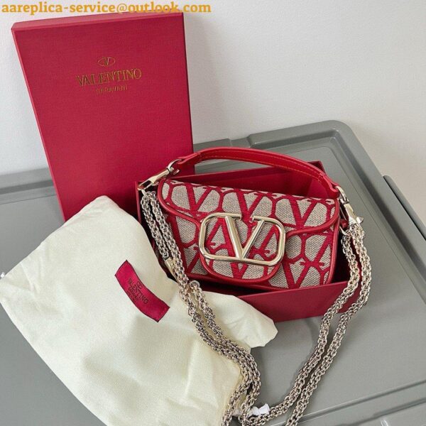 Replica Valentino Small Loco Shoulder Bag in Red Toile Iconographe 8