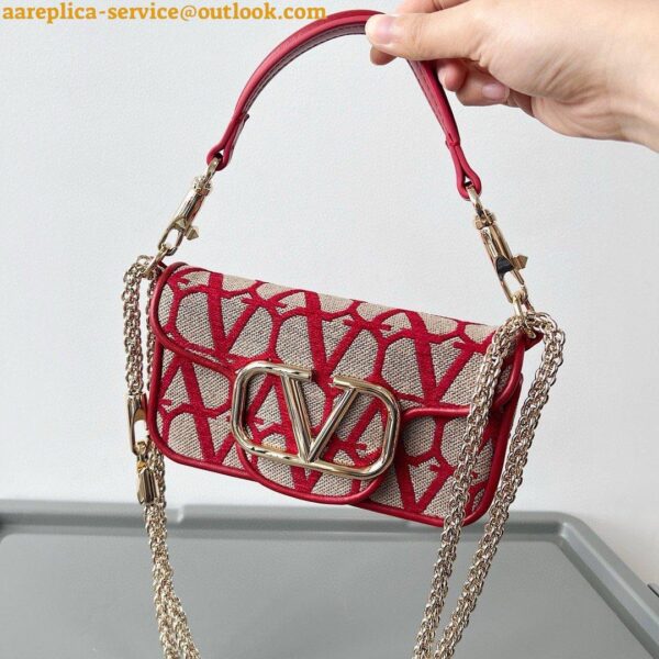 Replica Valentino Small Loco Shoulder Bag in Red Toile Iconographe 10