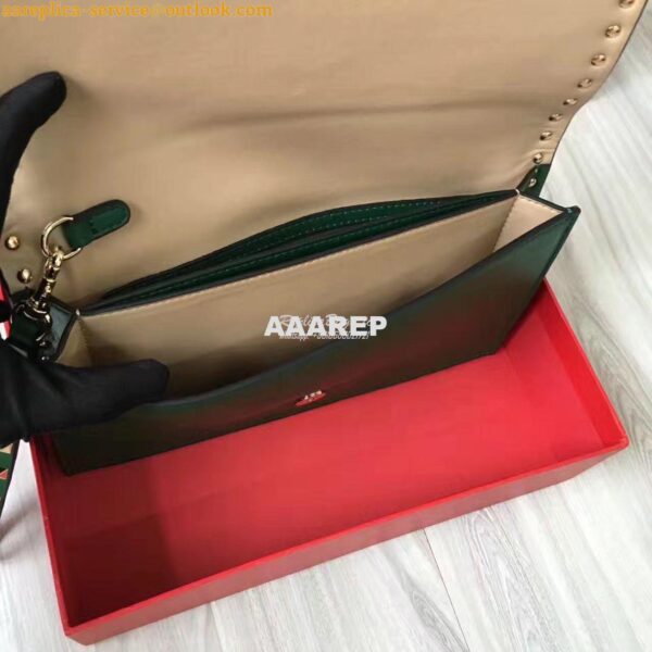 Replica Valentino Garavani Rockstud Flap Wristlet Clutch Bag Green 5