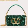 Replica Valentino Small Loco Shoulder Bag with Rhinestone Applique 2