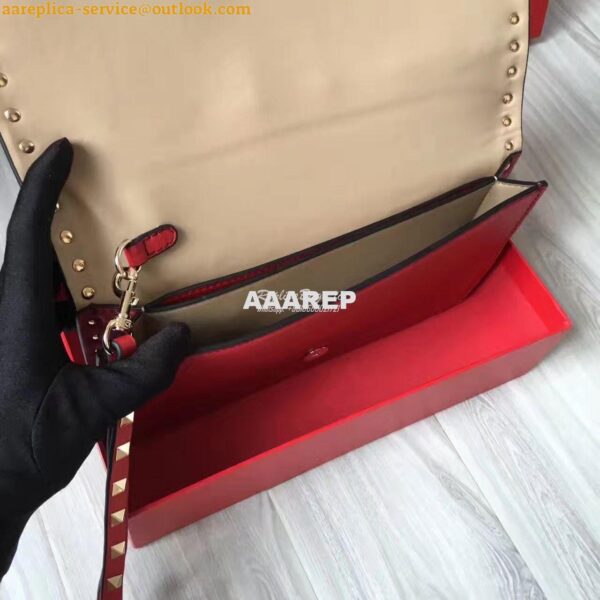 Replica Valentino Garavani Rockstud Flap Wristlet Clutch Bag Red 9