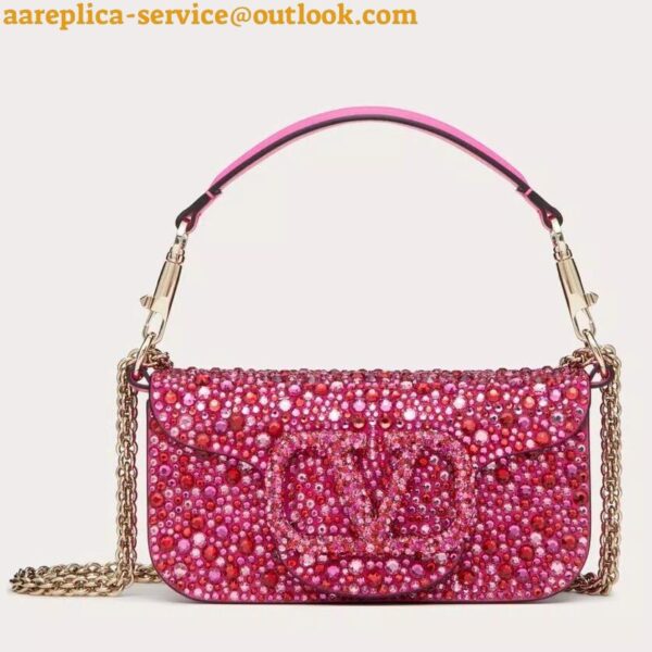 Replica Valentino Small Loco Shoulder Bag with Rhinestone Applique 3