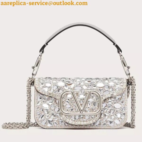 Replica Valentino Small Loco Shoulder Bag with Silver Crystals 3