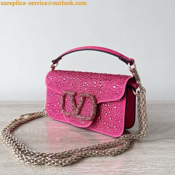 Replica Valentino Small Loco Shoulder Bag with Rhinestone Applique 13