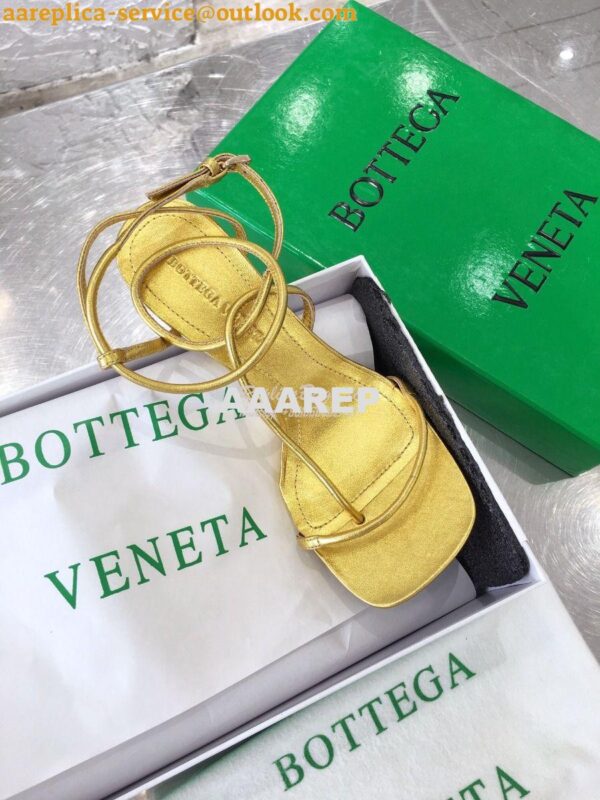 Replica Bottega Veneta BV By Line Stretch Sandals 630178 Metallic Gold 6