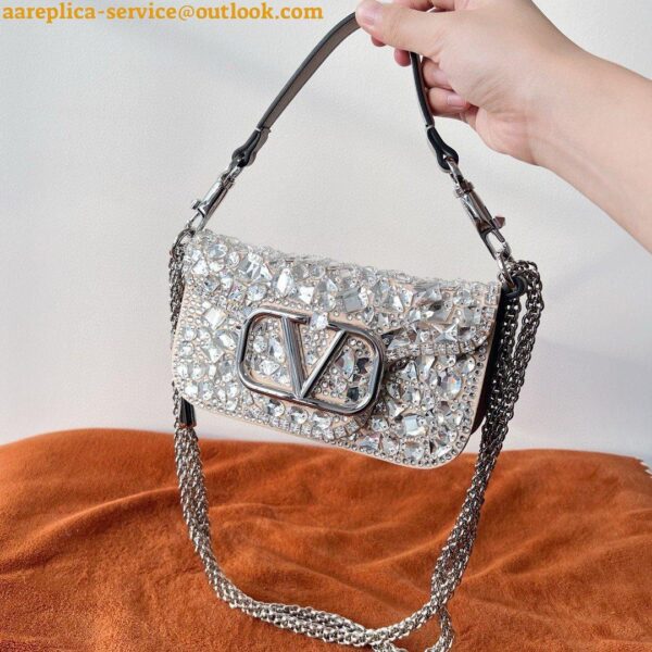 Replica Valentino Small Loco Shoulder Bag with Silver Crystals 6