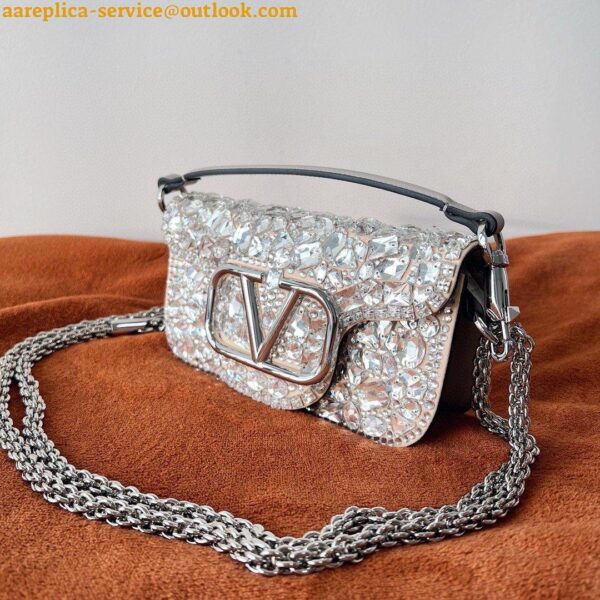 Replica Valentino Small Loco Shoulder Bag with Silver Crystals 7