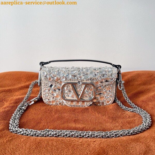 Replica Valentino Small Loco Shoulder Bag with Silver Crystals 9