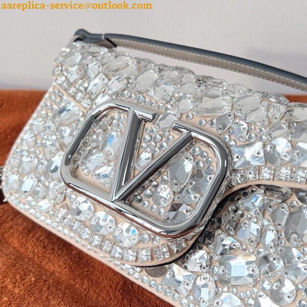 Replica Valentino Small Loco Shoulder Bag with Silver Crystals 10