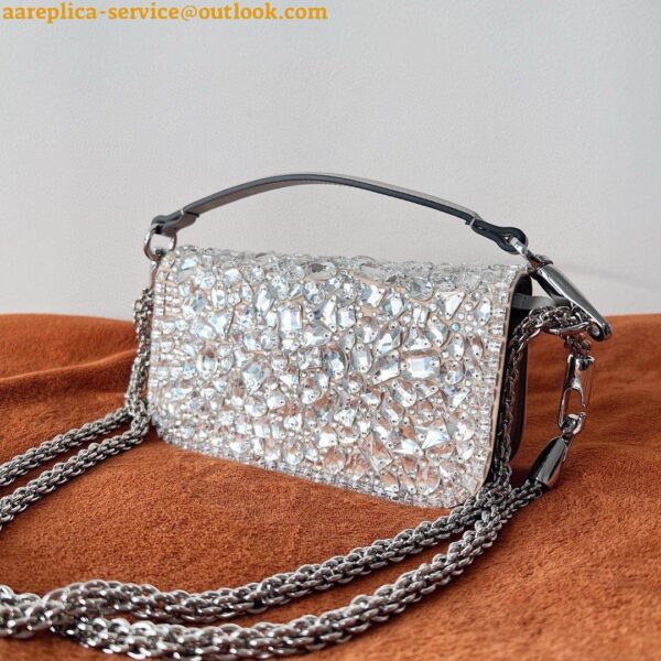 Replica Valentino Small Loco Shoulder Bag with Silver Crystals 12