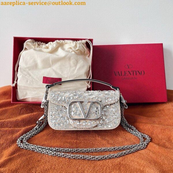 Replica Valentino Small Loco Shoulder Bag with Silver Crystals 13