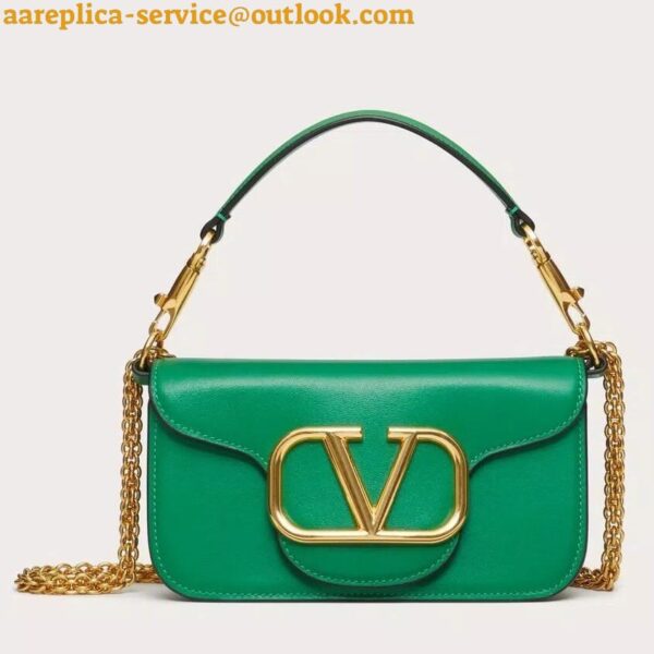 Replica Valentino Small Loco Shoulder Light Green Bag with Crystals Logo 4