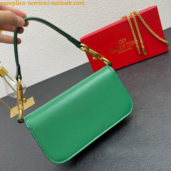 Replica Valentino Small Loco Shoulder Light Green Bag with Crystals Logo 7