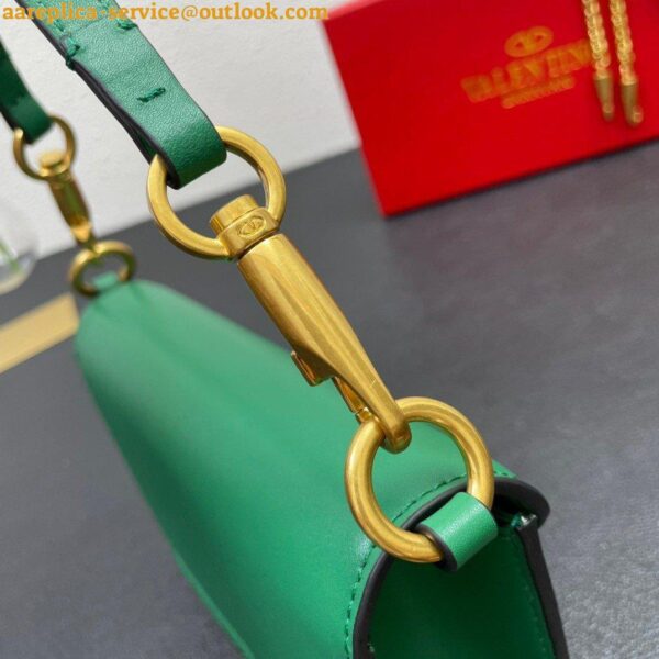 Replica Valentino Small Loco Shoulder Light Green Bag with Crystals Logo 7