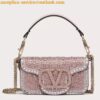 Replica Valentino Small Loco Shoulder Light Green Bag with Crystals Logo