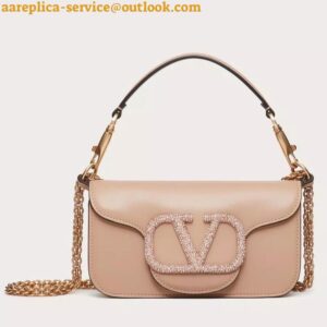 Replica Valentino Small Loco Shoulder Poudre Bag with Crystals Logo 2