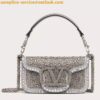 Replica Valentino Small Loco Shoulder Poudre Bag with Crystals Logo