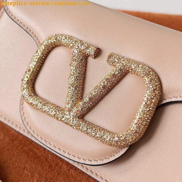 Replica Valentino Small Loco Shoulder Poudre Bag with Crystals Logo 13