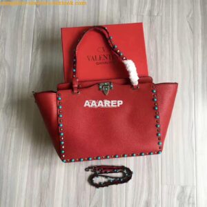 Replica Valentino Garavani Rockstud Rolling Tote Bag Red