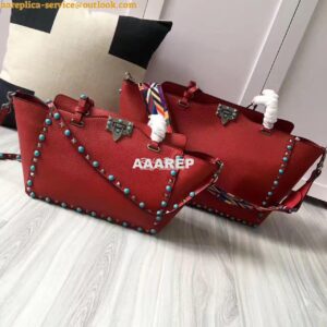 Replica Valentino Garavani Rockstud Rolling Tote Bag Red 2