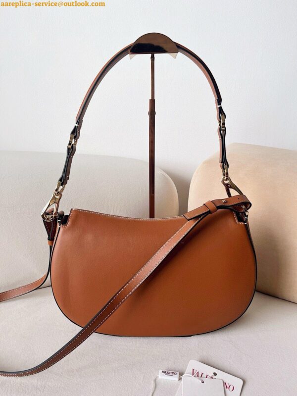 Replica Valentino Garavani Ohval Medium Shoulder Bag in Brown Calfskin 8