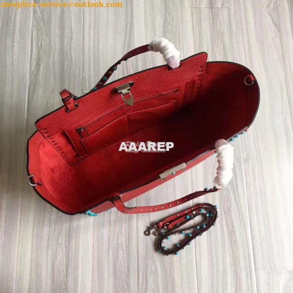 Replica Valentino Garavani Rockstud Rolling Tote Bag Red 7