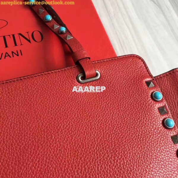 Replica Valentino Garavani Rockstud Rolling Tote Bag Red 8